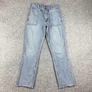 Abercrombie Fitch Bareback Jeans Womens 25 Front Yoke Light Wash Raw Uneven Hem*